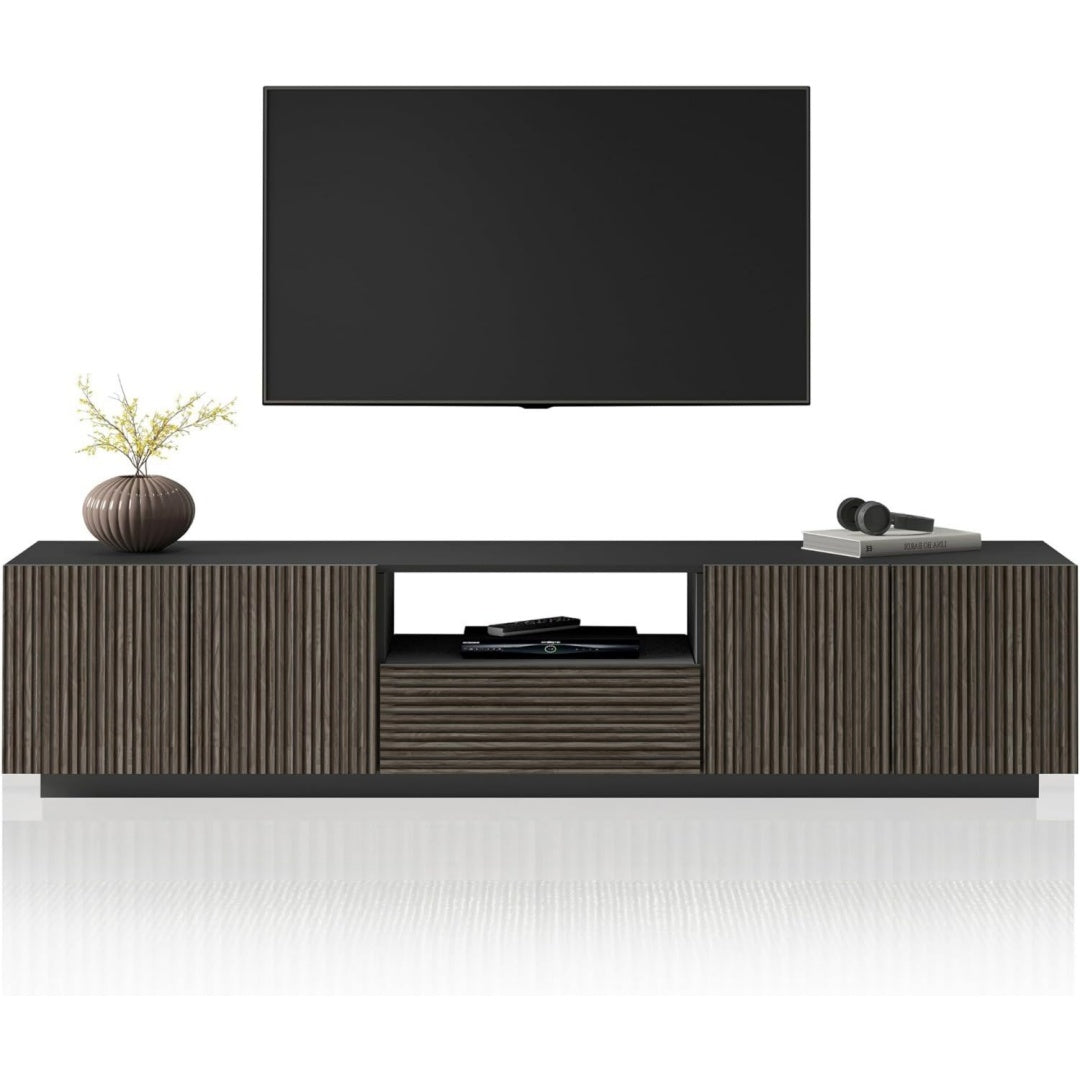 Finition Industriel, meuble de television creme en bois 1 tiroir