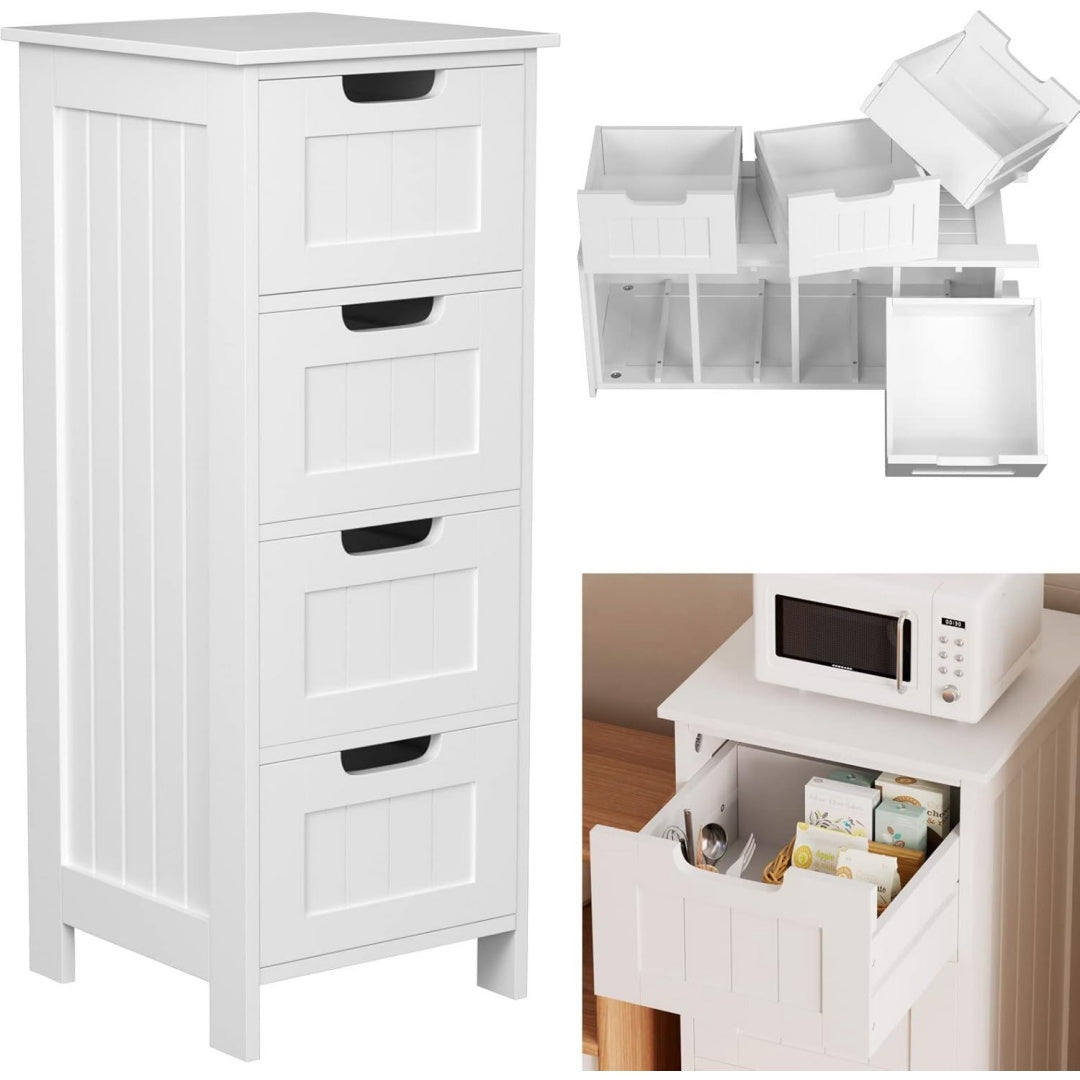 Meuble sur pied gris clair en MDF, style contemporain, rangement spacieux
