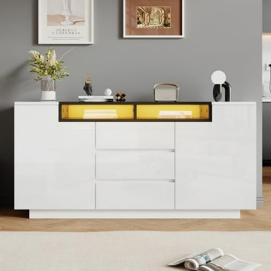 Buffet haut de rangement gris