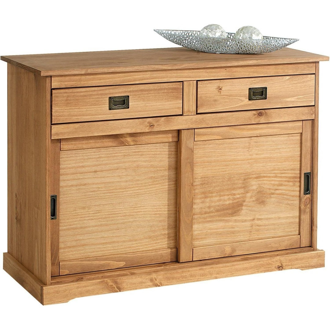 Buffet marron avec 2 portes, 2 tiroirs et 1 etagere et portes coulissantes