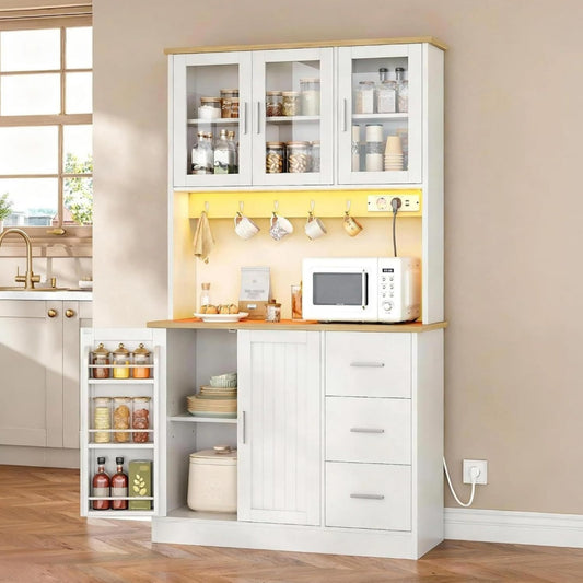 Gris clair buffet avec plateau en verre trempe design moderne
