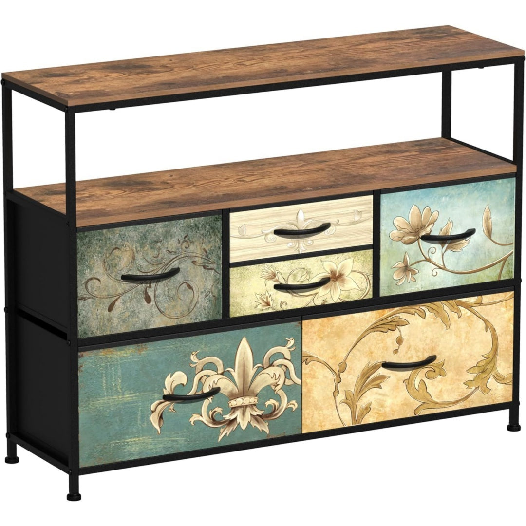 Commode d'appoint marron en bois massif 30 x 100 x 77 cm