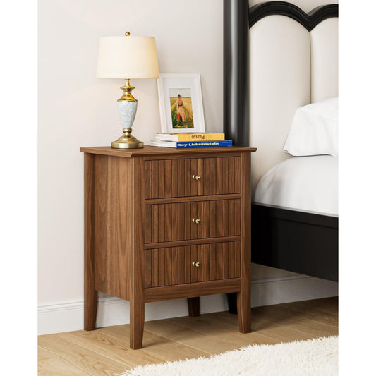 Style rustique table de chevet beige 45 x 35 x 61 cm