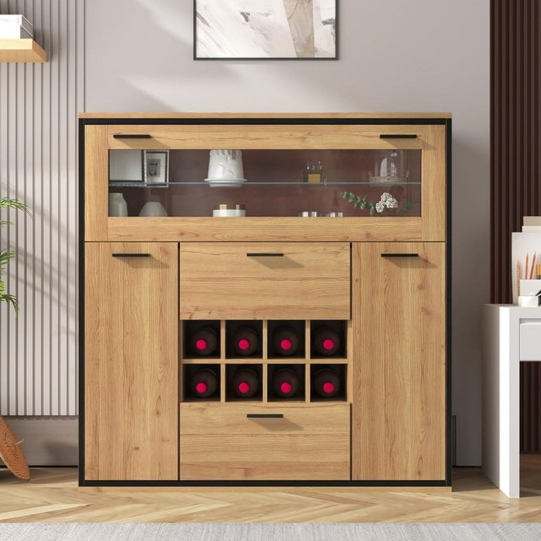 Buffet en verre avec un eclairage LED integre