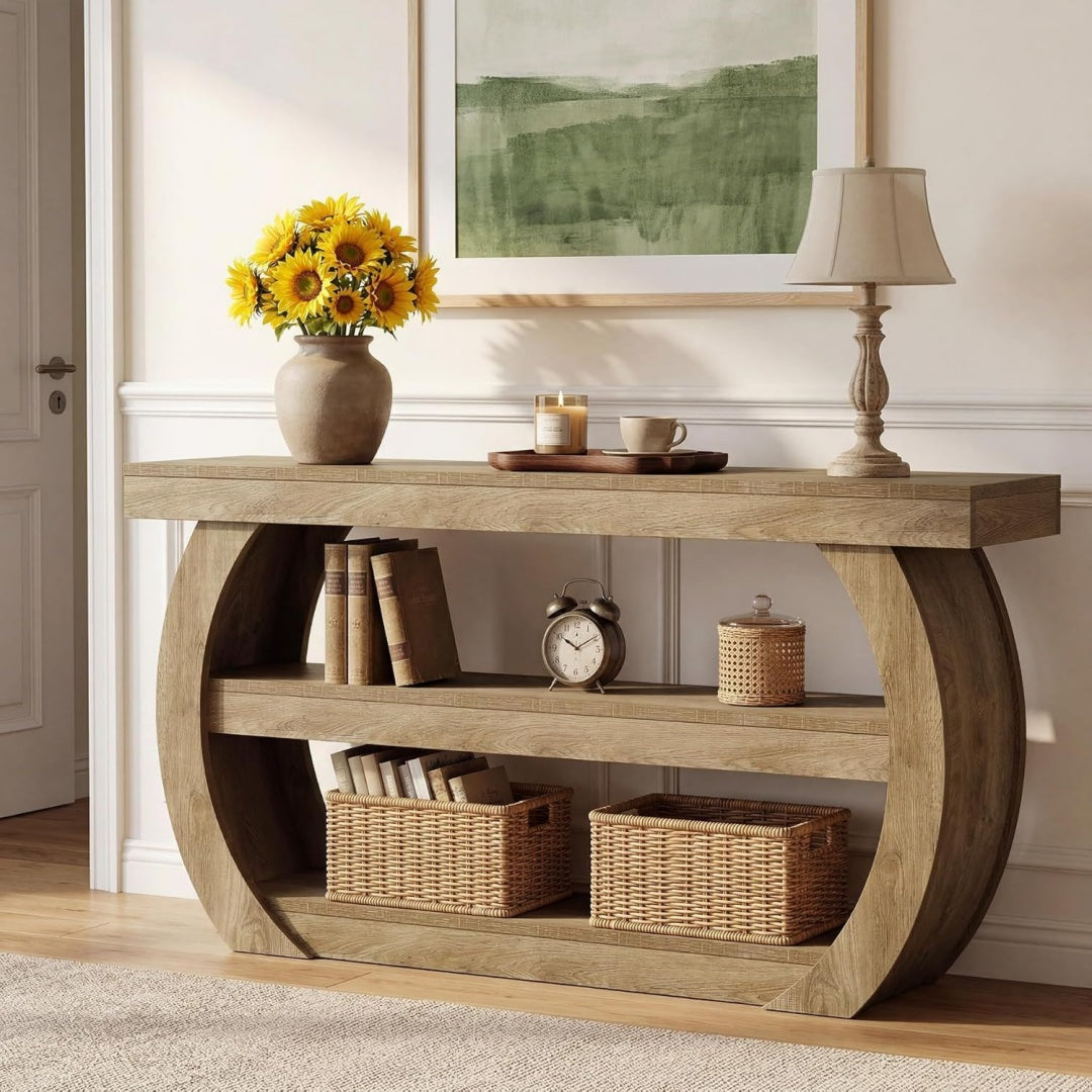 Decoration moderne, console entree marron en bois