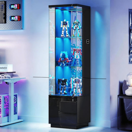Vitrine bleu, LED, polyvalent et elegant