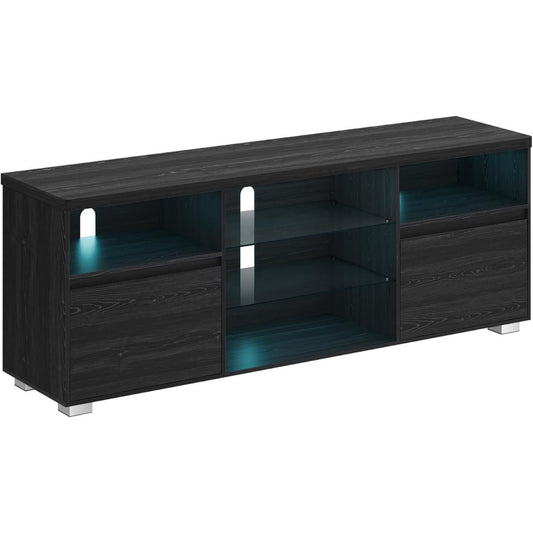 Meuble tele noir bois ingenierie 160 cm, rangement design moderne