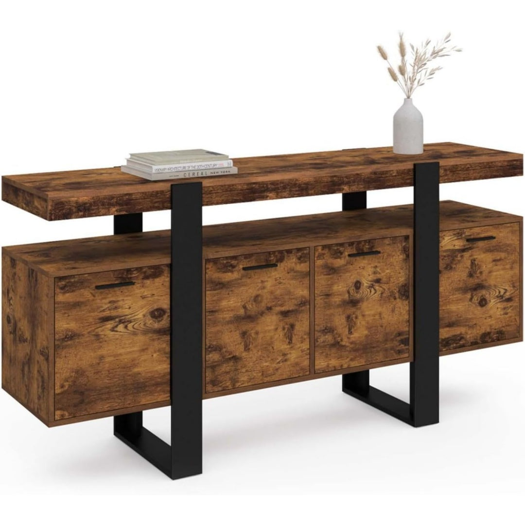 Marron credence 3 tiroirs 4 portes style industriel
