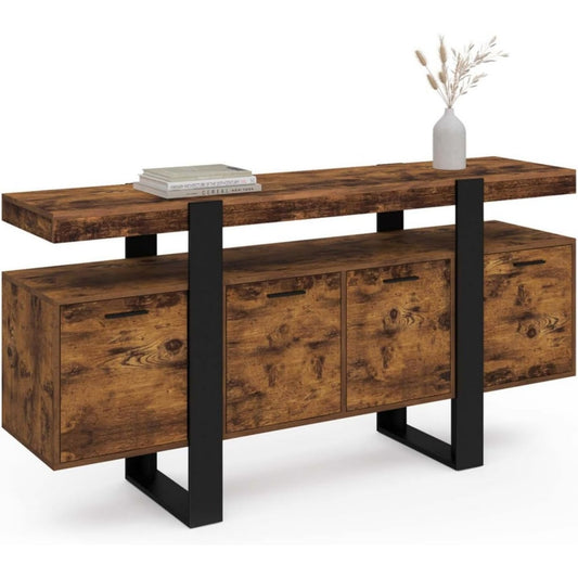 Marron credence 3 tiroirs 4 portes style industriel
