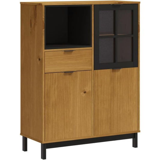 Buffet traditionnel en bois massif 1 tiroir et 1 porte marron