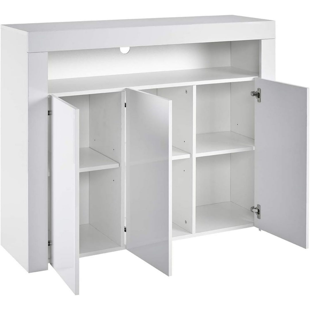 Buffet en bois d'ingenierie, couleur gris clair avec trois portes
