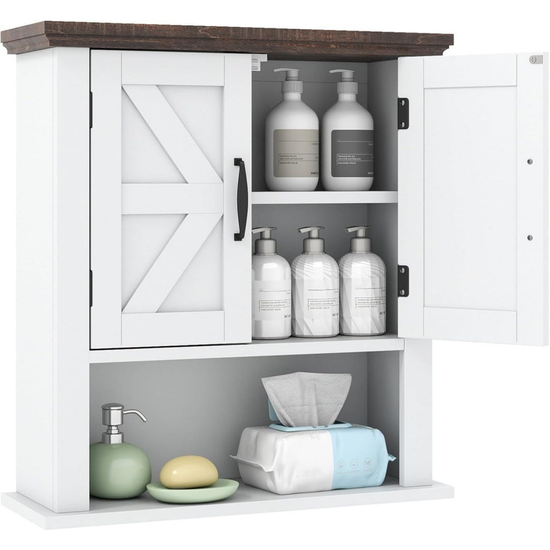Esprit rustique, etagere murale gris clair, metal
