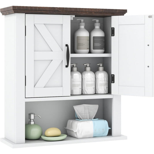 Esprit rustique, etagere murale gris clair, metal
