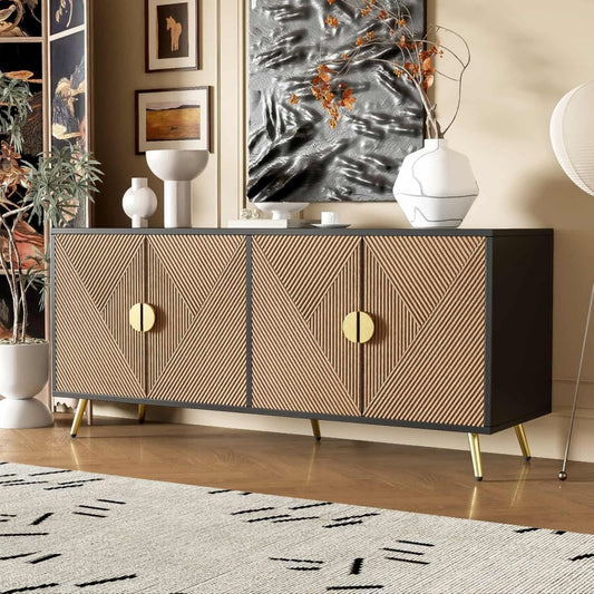 Pratique buffet marron en acier avec 4 portes