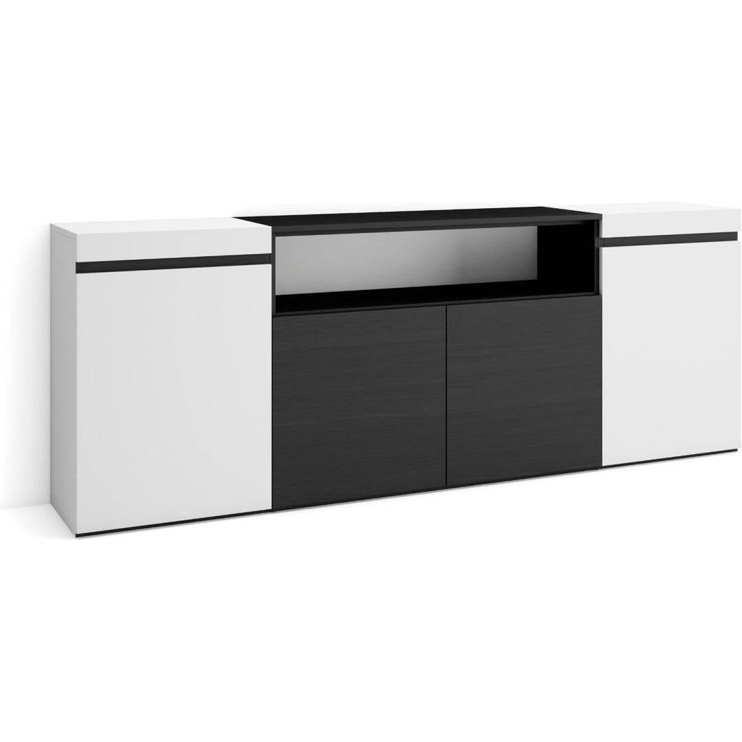 Buffet gris 200 cm, a 4 portes design moderne en materiau durable