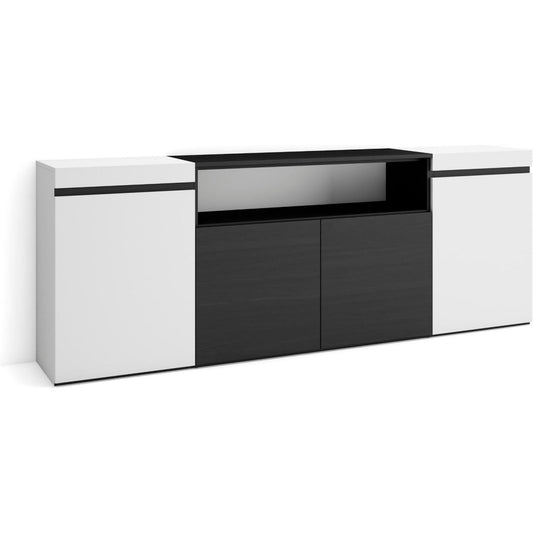 Buffet gris 200 cm, a 4 portes design moderne en materiau durable